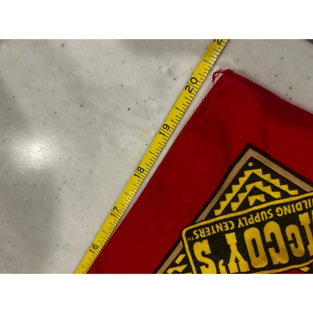 Vintage McCoy's Building Supply Western Cowboy Bronco Logo Bandana Red 21x21